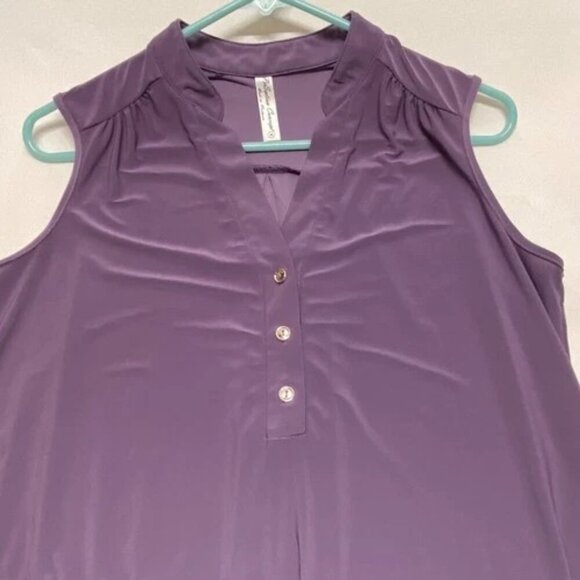 PerSeption Concept Sleeveless Blouse Women's Medium Purple Button Up Career Top - Picture 6 of 6